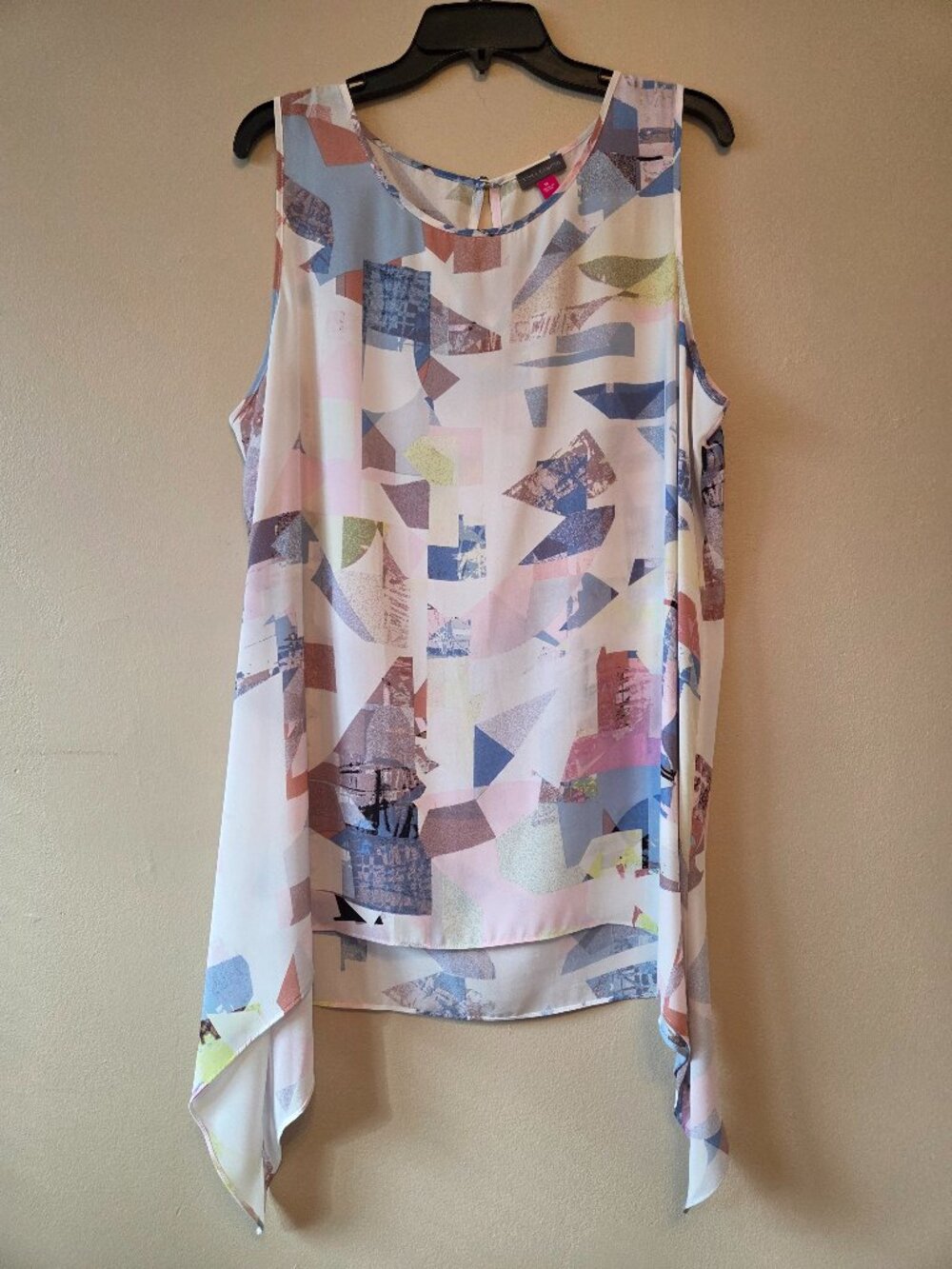 Vince Camuto Orchid Crush Shattered Mirage Chiffon Blouse XL Sleeveless Boho